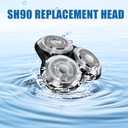 SH90 Replacement Heads Compatible with Philips Norelco Shavers Series 9000, New Version of Metal Wheel Buckle and Upgrade Double-Layer Precision Replacement Blades(3 Pack)