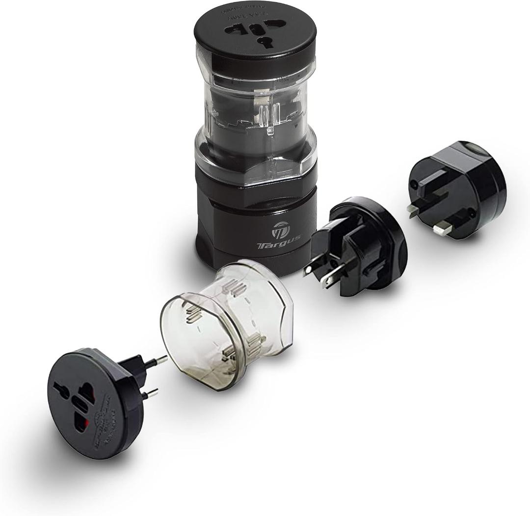 Targus Universal Travel Adapter, International Plug Adapter, Travel Worldwide Power Adapters for Europe, UK, Asia, Africa, LAC, MENA, & USA, Travel Plug Adapter (APK01US1)