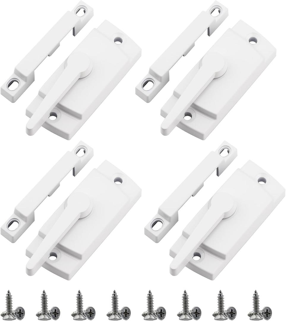 Window Sash Locks, 4 PCS Window Latches Replacement, Window Locks for up and Down Windows, Replacement Window Locks for Vertical and Horizontal Sliding Windows