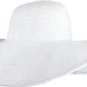 CHIC DIARY Womens Wide Brim Straw Hat Floppy Derby Hat Large Brim Beach Straw Sun Cap UPF 50+ (White)