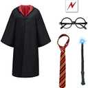 QXFQJT Wizard Costume Set 2PCS,Halloween Masquerade Party Harry Costume Cosplay Accessories