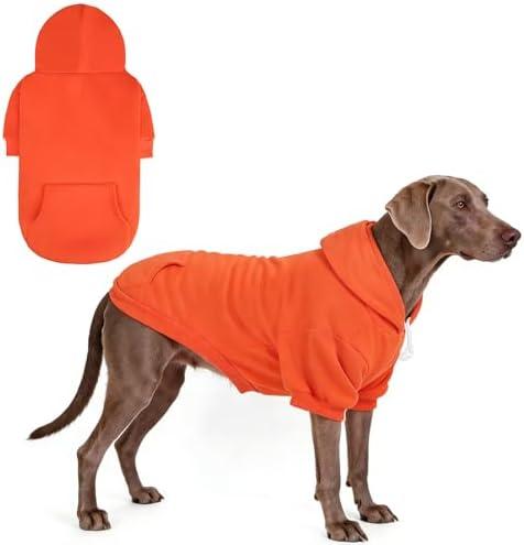 KOOLTAIL Dog Hoodie for Large Medium Small Dogs,Soft &Warm Pet Sweater with Leash Hole and Pocket Boy Girl,Puppy Fall Winter Jacket Clothes,French Pitbull Cold Weather Coat Sweatshirt,Orange XXL