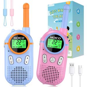 MOICO Toys for 3-12 Year Old Boys Girls,Rechargeable Long Range Walkie Talkies for Kids with 22 Channels,3 4 5 6 7 8 Year Old Kids Gift, Perfect for Outdoor Camping,Hiking,Christmas and Birthday
