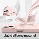 Magnetic for iPhone 15 Case with Screen Protector - Wireless Charging Compatible - Upgraded Camera Protection - Silicone Shockproof Protective Phone Case for iPhone 15 6.1" - Light Pink