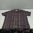 Men’s Short Sleeve Button-Up Shirt — Ethnic Stripe Print, Lightweight Breathable Casual Shirt, Regular Fit, Size Small