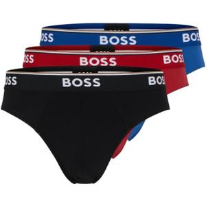 BOSS Men's Stretch Cotton 3 Pack Briefs (Medium, Red/Navy/Black)