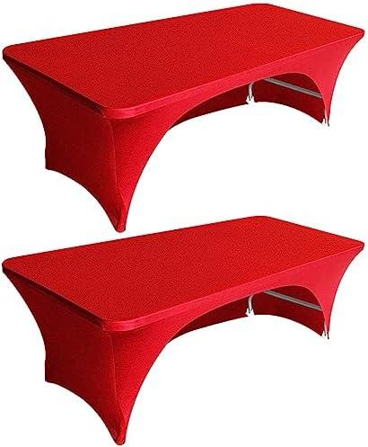 Eurmax USA Spandex Table Cover - 6 ft Fitted, 30+ Colors, Polyester Stretch Spandex Table Toppers, 6 FT Open Back (Red, 2 Pack)