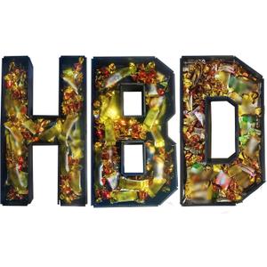 13.7" Black Cardboard Letters HBD for Charcuterie, Large Fillable Candy Gift Box  Hollow Gift Tray for Cupcakes, Candies & Birthday or Anniversary Decorations