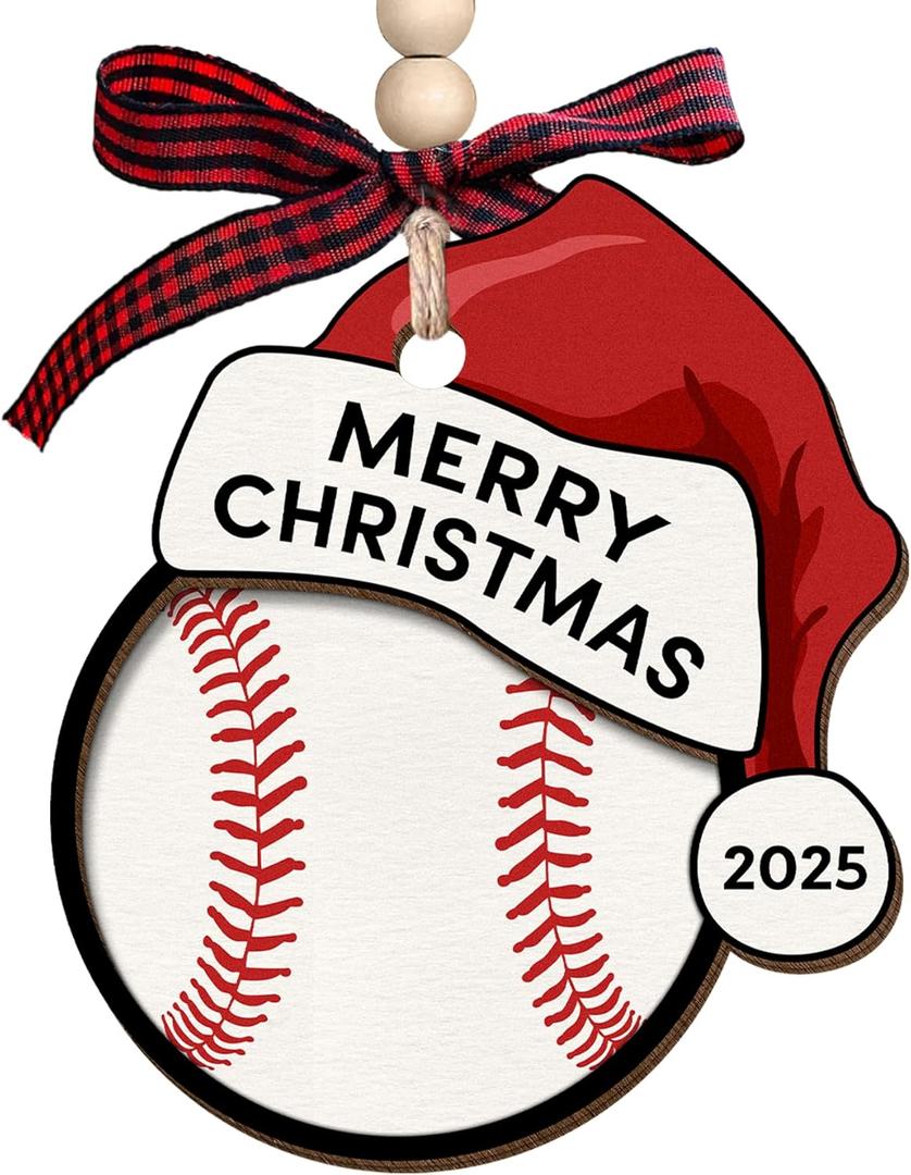 MAPDTWO Baseball Ornament - Baseball Ornaments for Christmas Tree - Sports Ornaments for Boys, Coaches, Players, Kids, Men - Gifts for Sports Lovers - 2 Layered Wood Christmas Ornament 2025