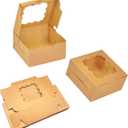 Bakepacker Brown 30-Packs Bakery Boxes with Window 6x6x3 inches Thick & Sturdy Macaroon Pastry Boxes Cookie Boxes for Bakerys
