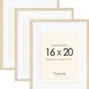 16x20 Picture Frames Matted for 11x14 and 12x16 Picture, Set of 3 Solid Wood Picture Frame with Plexiglass, Wall Gallery Frame Set for Tabletop or Wall Mounting Display (3 Pack of Oak)