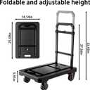 SPACELEAD Folding Hand Truck, Heavy-Duty Platform Truck with 330 Lbs Capacity, Collapsible Dolly Cart with 360 Silent Wheels & Telescopic Handle, Portable Moving Cart for Luggage & Office, Black