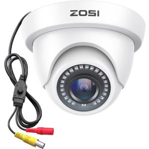ZOSI 2.0MP HD 1080P 1920TVL Hybrid 4-in-1 TVI CVI AHD 960H CVBS CCTV Dome Security Camera Indoor Outdoor, 80ft Night Vision, IP66 Weatherproof for HD-TVI, AHD, CVI and CVBS/960H Analog DVR(White)