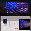 (Upgraded) 2-in-1 Solar Powered American Flag Lights, 420 LED Flag Net Lights, Remote Controlled Waterproof Patriotic Ornament for Memorial Day, 4th of July, Presidential Election, Christmas