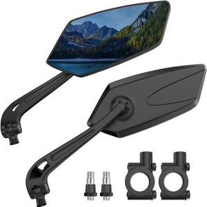 Bike Mirror | 360 Rotatable & Foldable | Blu-ray Scratch Resistant Glass Lens | Ebike Accessories, Bike Mirror Handlebar Mount, Bicycle Mirrors Black