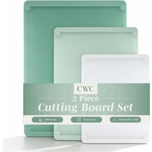COOK WITH COLOR Extra Large Cutting Board Set, Jumbo-Sized Boards with Rubber Border for Enhanced Cooking Experience, 3-Piece, Sage