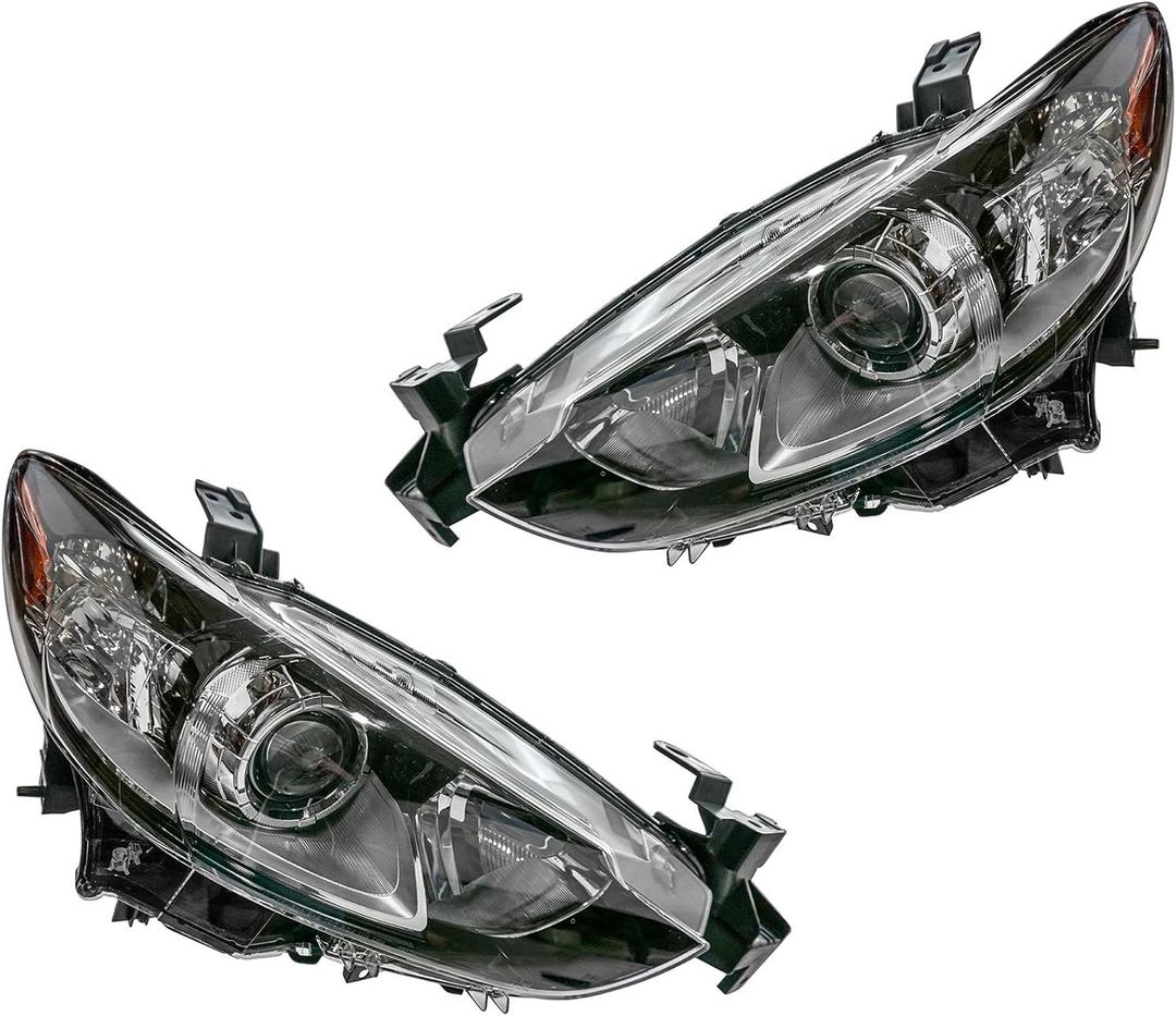 TRQ 2 Piece Headlight Assembly Set Driver & Passenger Side Compatible with Mazda 6 2014-2020 MA2518160 MA2519160 GMP2510K0 GMP2510L0
