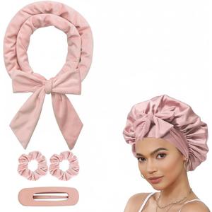 Heatless Hair Curlers for Sleeping, Overnight Soft Ribbon Wrap Curling Set with Scrunchies and Clip, No Heat, Damage-Free Curling Rods for Long & All Hair Types