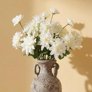 6 Pcs 18 Heads Artificial Dahlia Flowers 16.54" Large Fake Dahlias with Stems Real Looking Ivory for DIY Wedding Bouquets Bridal Shower Centerpieces Floral Arrangement Home Decor (White)