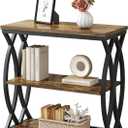 End Table, Narrow Side Table, 3-Tier End Table with Metal Frame, Living Room Side Table with Storage for Couch, Sofa, Bedroom, Small Spaces, Easy Assembly, 23.6"D*11.8"W*23.6"H, Rustic Brown, 23.62*11.81*23.62in
