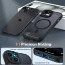 Magnetic Compatible with iPhone 15 Case, [Built-in Invisible Kickstand][Compatible with MagSafe][Full Camera Protection] Translucent Matte Phone Case for iPhone 15 6.1" Black