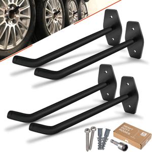 Tire Rack Wall Mount, 10 Inch Large Garage Hooks Heavy Duty Storage, Ladder Hooks for Hanging, Garage Organizer for Wheel Holder, Folding Chairs, Power Tool, Bulk Items (88lbs 4-Pack)
