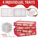 FOTSHARER Christmas Ornament Storage Box with 4 Adjustable Trays Holds up to 96 Ornaments Christmas Ornament Boxes with Dividers Ornament Organizer Storage Box Holiday Xmas Decorations Storage Bin (Green)