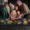 60 PCS Vintage 75th Birthday Plates and Napkins Set, 75th Birthday Decorations Black and Gold, Service for 30, 1950 Birthday Dessert Plates and Napkins Party Supplies for Men Women