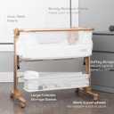 KoolerThings Baby Bassinet, Bedside Sleeper for Baby, Easy Folding Portable Crib with Storage Basket for Newborn, Bedside Bassinet, Comfy Mattress/Travel Bag Included (Bassinet) (White & Gold)