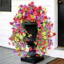Artificial Flowers for Outdoors, UV Resistant 2 Bundles Fake Silk Flowers for Outside, Realistic Faux Plants for Hanging Baskets, Planters - Porch, Patio, Yard Dcor (Mix)