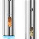 Cavir Electric Salt and Pepper Grinder Set with Charging Base,Upgraded Large Capacity, Automatic Salt and Pepper Mill Set LED light & 6-Level Adjustable Coarseness, Ideal for Home Kitchen BBQ