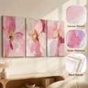 3Pcs Abstract Blush Pink Flower Canvas Wall Art, Textured Thick Paint Modern Floral Bloom Oil Painting Poster Print, Wall Decor Artwork for Bedroom Living Room Dining Room Home Decoration 24x16