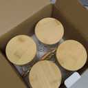 Glass Sugar Container with Spoon - 4 Pack 15oz Glass Jars with Bamboo Lid and Spoon, Bamboo Lid Storage Jar Containers for Coffee Beans, Spice, Brown Sugar, Tea, Flour, Nuts, Candy, Salts and More