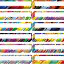 72 Pcs Classroom Desk Name Plate Tags Colorful Nameplates Confetti Labels with 200 Pcs Point Dots for Kids Kindergarten Preschool Students Teachers School Supply Bulletin Board (Oil Painting Style)