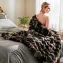 Fluffy Faux Fur Throw Blanket for Couch, Soft Plush Thick Cozy Fuzzy Luxury Minky Bubble Blanket for Home Living Room Decor Gift for Women, Tie-dye Coffee, 60" x 80", 1100GSM, Twin