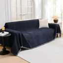 MYSKY HOME Couch Cover for Dogs Washable Couch Covers for 3 Cushion Couch Sofa Super Soft Sofa Slipcover Non Slip Sofa Cover, Chenille Sofa Covers for Dogs, Furniture Protector, 91"x134", Navy Blue