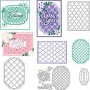 BENECREAT 4 Styles Net Lace Frame Cutting Dies, Grid Background Metal Cutting Dies for DIY Paper Craft Card Making Scrapbooking Decor