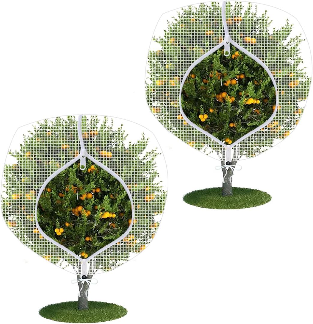 Fruit Tree Netting Covers with Zipper to Protect from Squirrels and Birds Large Netting for Fruit Trees Net Protection, White, 71" x 75", 2 Pack