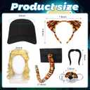 2 x 6 Pcs Tiger Tamer Costume Halloween Couple Costume with Blonde Wig Hat Beard Tiger Ears Tail & Nose Cosplay Party