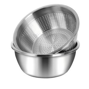 meleg otthon Stainless Steel Mixing Bowls, 8.5QT Salad Bowl, Metal Bowls With water filter basin, Stainless Steel Basin, Heavy Duty Deeper Edge Mirror Finish Dishwasher Safe Bowl (XXL)…