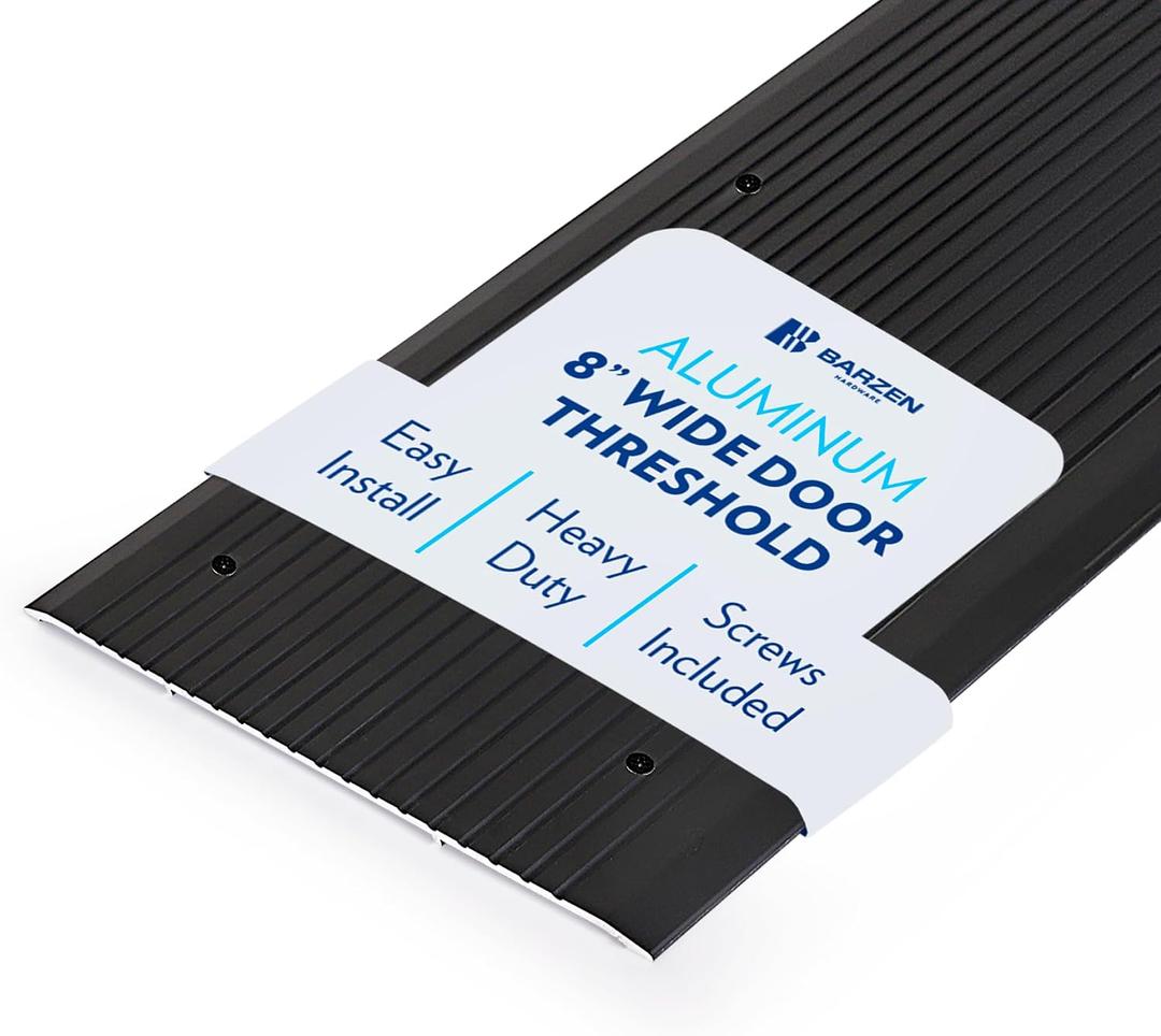 Aluminum Threshold Strip - Exterior Door Threshold for Doorways & Commercial Use - Aluminum Door Sill - ADA Wheelchair Compliance - Black Anodize 8" Wide by 48" Long.
