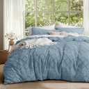 Bedsure Boho Duvet Cover Queen Size, Mineral Blue Breathable & Soft Boho Bedding, Machine Washable Comforter Cover for All Seasons, Includes 1 Duvet Cover 90"x90" with 2 Pillow Shams & Zipper Closure