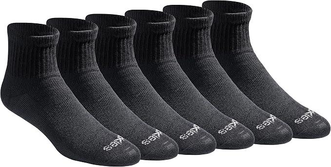 Dickies Men's Dri-Tech Moisture Control Quarter Socks,XXL (6 Pairs) (Black)