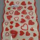 FoldTier 4 Pcs Valentine's Day Red Hearts Placemats, 12 x 18 Inch Scalloped Placemats Anniversary Holiday Table Mats for Kitchen Dining Wedding Anniversary Valentine Decorations Party Decor