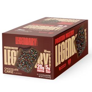 Legendary Foods 20g Protein Pastry - Low Carb Meal Replacement Bar - Low Glycemic, Gluten Free Protien Snacks - Healthy Keto Snack Box, 10x Zero Sugar Energy Bars - Bariatric Diabetic Friendly (BBD: 01/06/26)