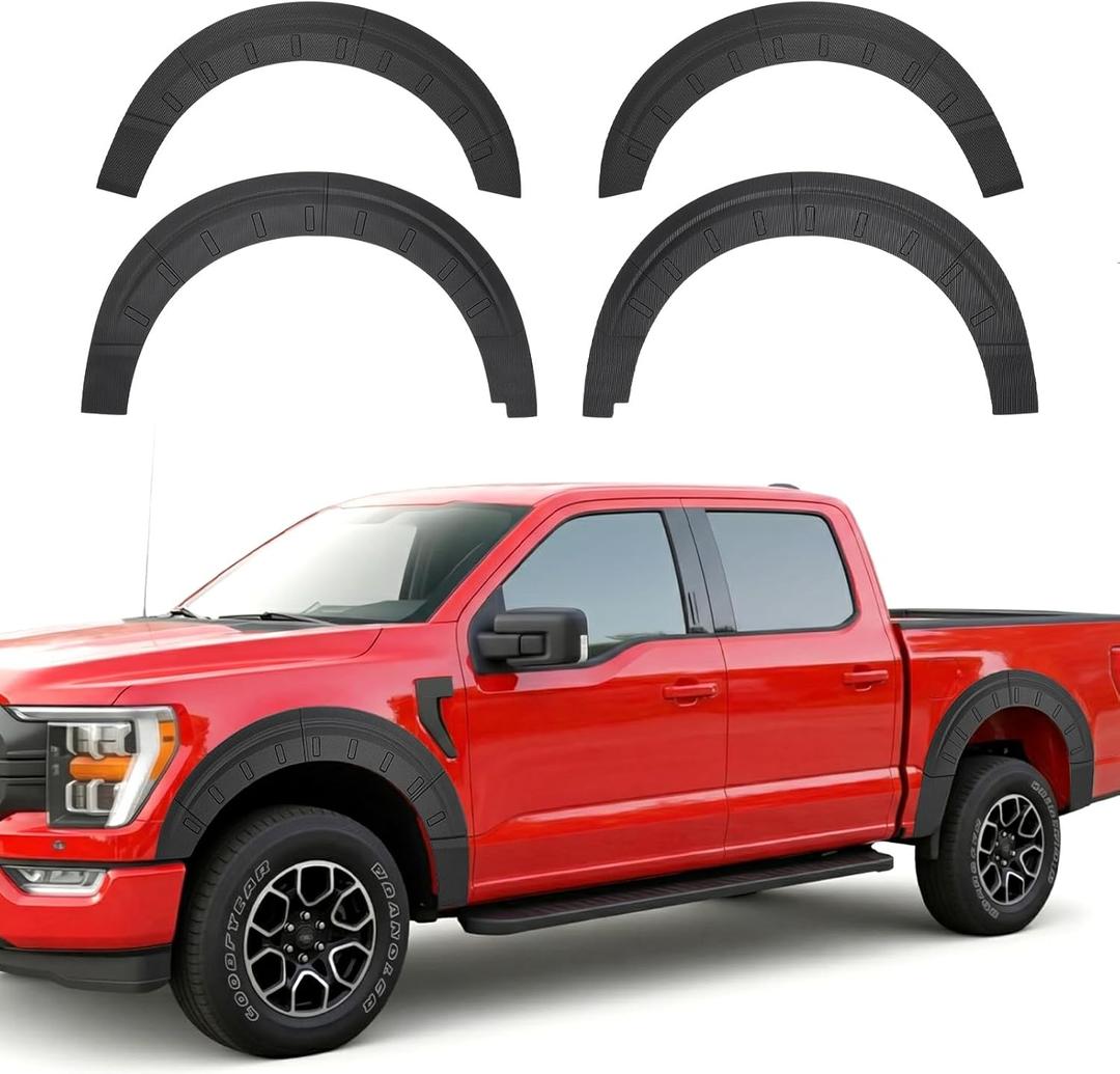 TPE Fender Flare Compatible with 2021-2025 Ford F150 Wheel Fender Flares Edge Trim Protector Mud Flaps Trim for 2024 F150 Accessories (Exclude Raptor & Lightning)