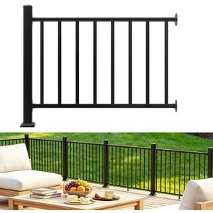 Aluminum Deck Railing Kit, Modular 36 in H. x 4 Ft W Level Railing Kit for Outdoor Steps,Heavy Duty Balustrade System for Deck, Porch, Patio & Balcony(1 Post, 1 Panel)