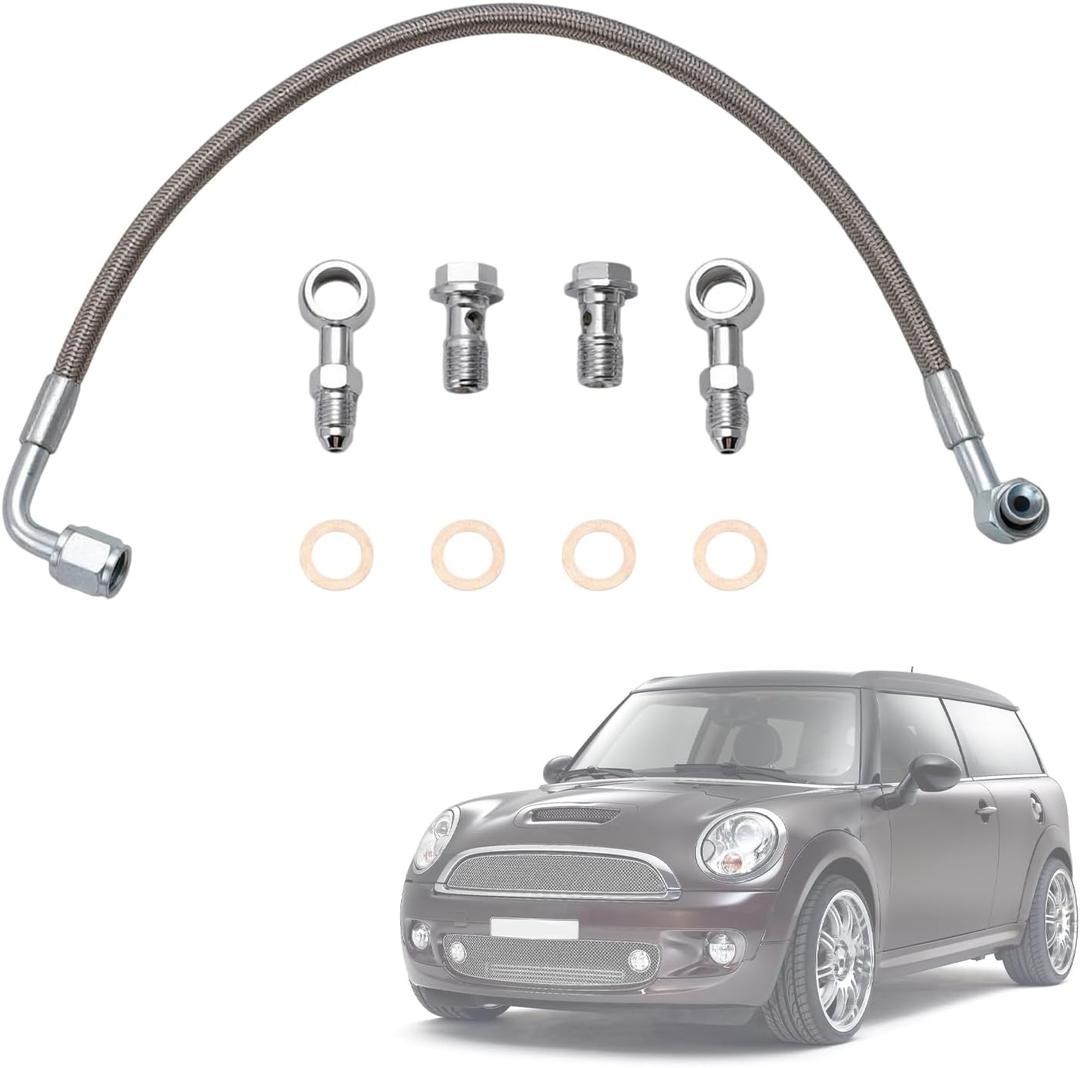 Turbo Turbocharger Oil Feed Line & Oil Return Line & Gasket Seals Set Fit for Mini Cooper R55 R56 R57 R58 R59 R60 R61 2007-2016# 11657534454, 11658617069, 11427557009