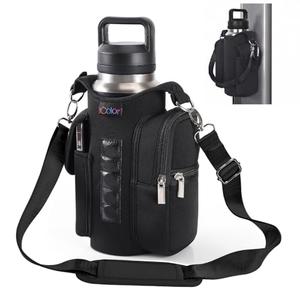 icolor Magnetic Gym Bag Water Bottle Holder with Phone Pockets & Shoulder Strap,5 Built-in Magnets Gym Bottle Pouch Carrier Sleeve, Sling Magnetic Bag Gym Accessories Organizer for Men Women