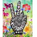 Peace Love Floral Flowers Spring Watercolor Art House Flag 28 x 40 Inch, Double Sided Large Garden Yard Welcome Flags Banners for Home Lawn Patio Outdoor Decor